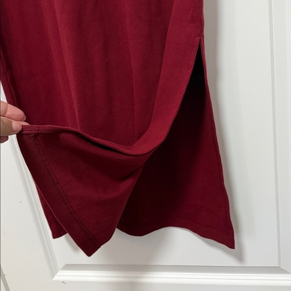 Calvin Klein Jeans Womens Ribbed Burgundy Midi Quarter Length Sleeve Dress Small - Picture 6 of 9